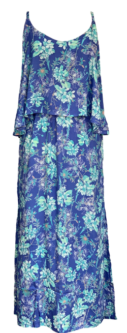 Adriana Layer Dress - Cornflower Blue and Grey Floral