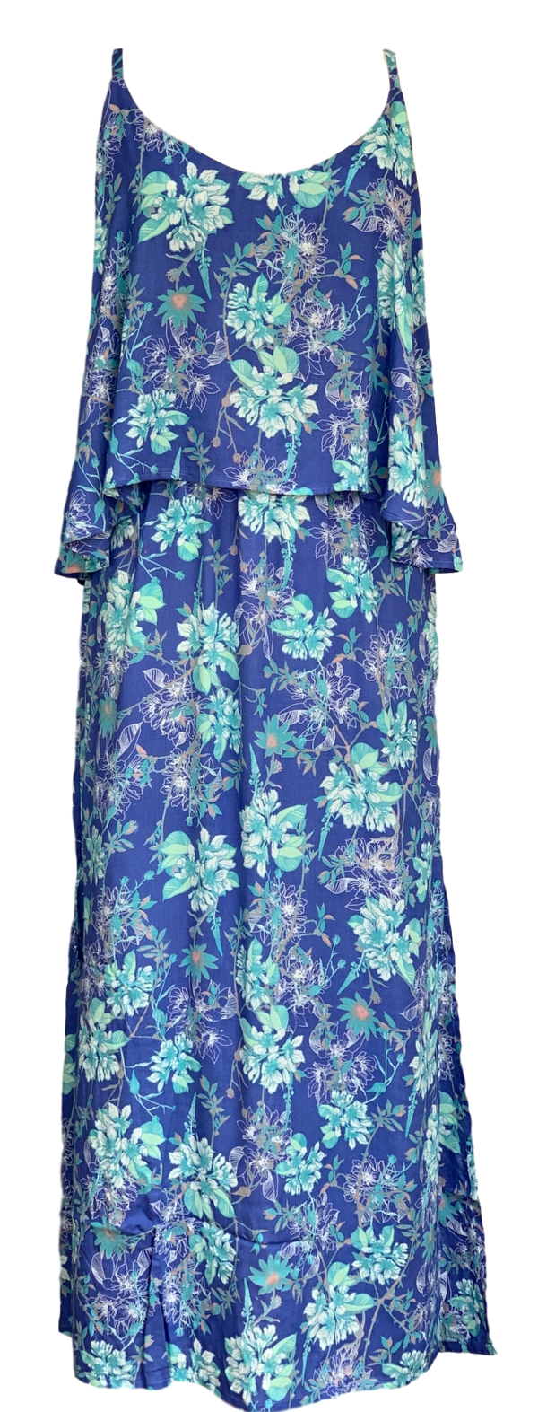 Adriana Layer Dress - Cornflower Blue and Grey Floral