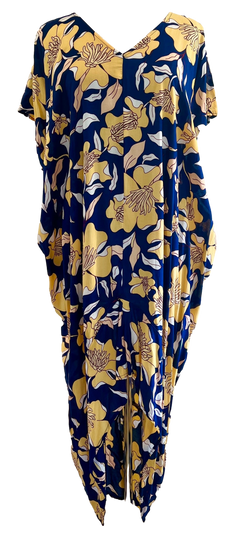 Anna Hi-Lo Dress - Navy with Yellow Flower