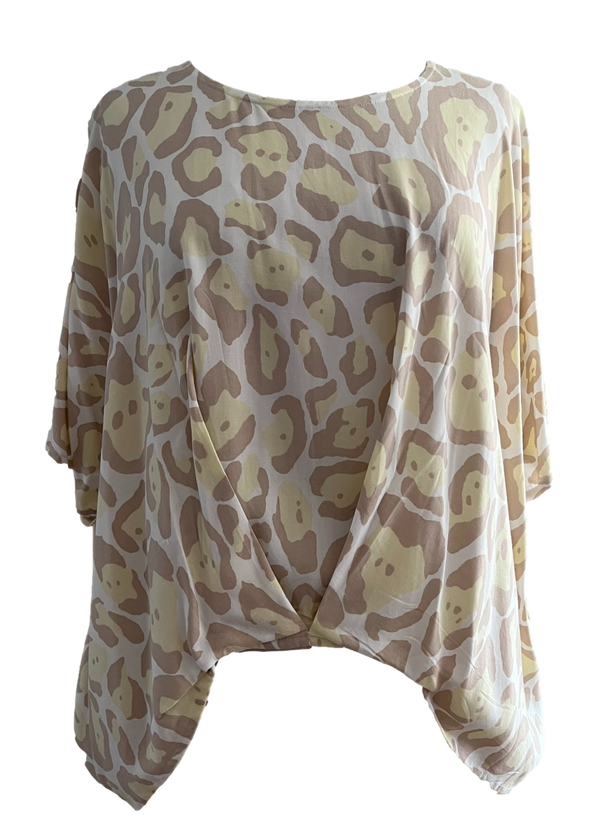 Victoria Batwing Top - Yellow Leopard
